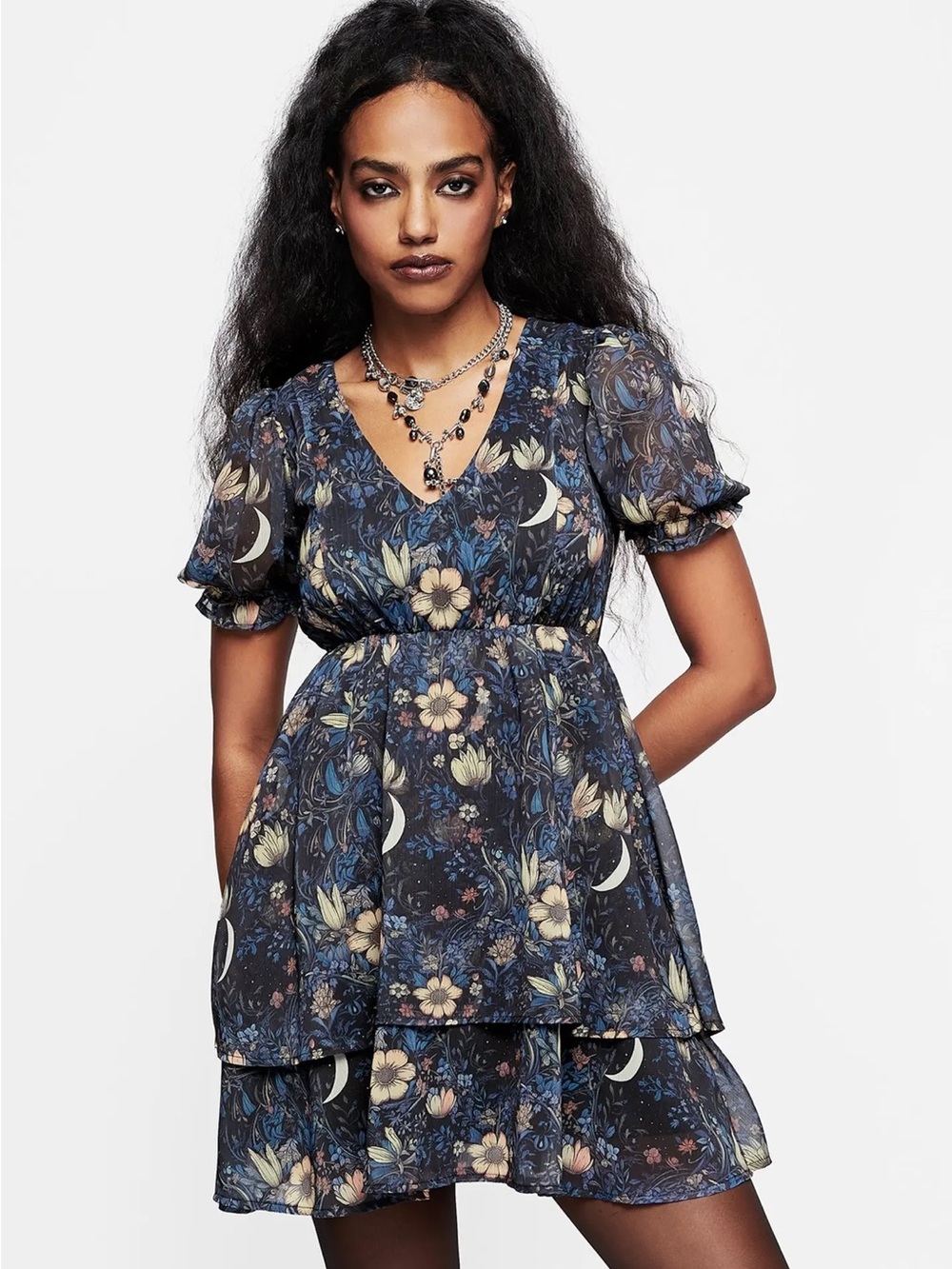 Disturbia Primrose Chiffon puff sleeve dress